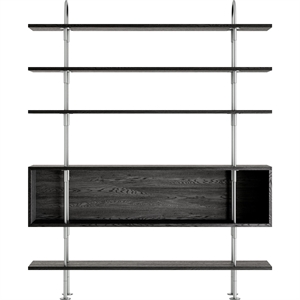 Gubi Keen 160 Hyllsystem 4 Hyllor & Låda Rostfritt Stål/Askfaner