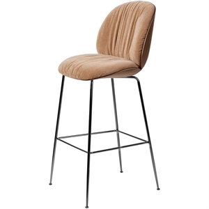 Gubi Beetle Soft Barpall H77 Svart Krom/ Amerikansk Valnöt/ Belsuede Speical/Dedar 132