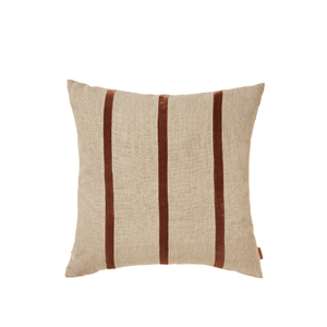 Ferm Living Senti Striped Cushion Linne/Carob Brown