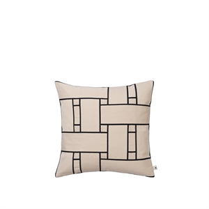 Ferm Living Lattice Offset Kudde Naturvit/ Svart