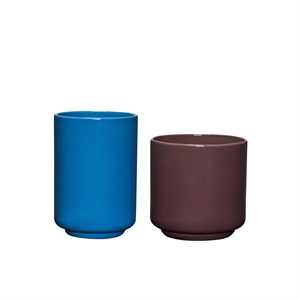 Hübsch Deux Potte Set med 2 Rödbrun/ Blå