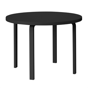 artek Aalto 90A Round Table Svart Lacquered Björk/ Svart Linoleum