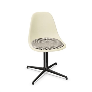 Vitra Eames Fiberglass DSL Matstol Med Sittdyna Pergament/Schackrutig/Slät Basic Mörk