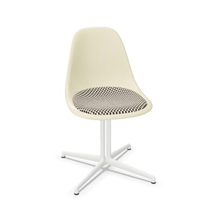 Vitra Eames Fiberglass DSL Matstol Med Sittdyna Pergament/Schackrutig/Slät Vit