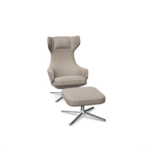 Vitra Grand Repos Fåtölj Med Fotpall Cosy 2 Fossil/ Krom
