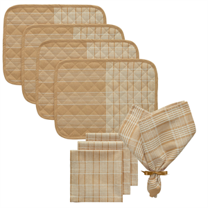 Decotique Rita Textilset 4 Placemats + 4 Servetter Vit/ Beige