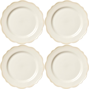 Decotique Fleur Sidotallrik 21 cm Set med 4 Vit/ Sandfärgad