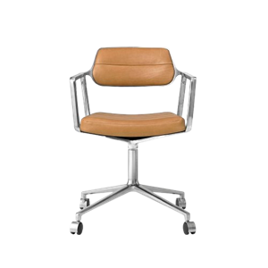 Vipp 453 Snurrstol med Hjul Aluminium/Kamel/Läder