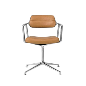 Vipp 453 Snurrstol med Golvglidare Aluminium/Kamel/Läder