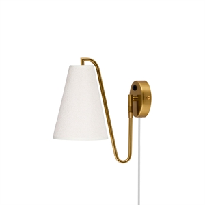 Globen Lighting Lou Vägglampa Bouclé Vit/ Mässing