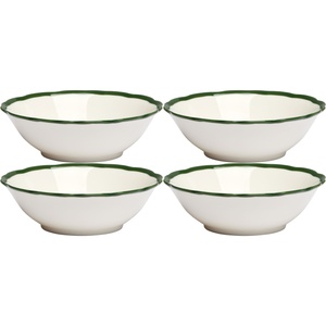 Decotique Fleur Skål 15 cm Set med 4 Vit/ Mörkgrön