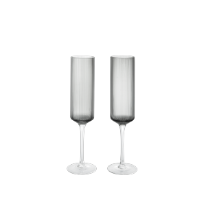 Ferm Living Ripple Champagne 15cl 2-pack Rökt Grå