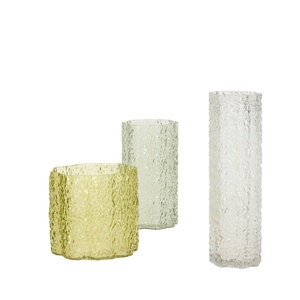 Hübsch Trippelvas Set med 3 Transparent/ Mörkgrön/ Ljusgrön