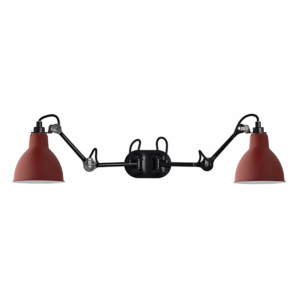 Lampe Gras N204 Vägglampa Double Matt Svart & Matt Röd