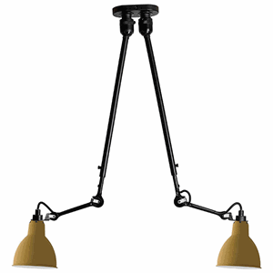 Lampe Gras N302 Loftlampe Double Mat Sort & Mat Gul