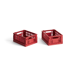 HAY Colour Crate Förvaringslåda Mini Set med 2 Röd