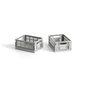 HAY Colour Crate Förvaringslåda Mini Set med 2 Ljusgrå
