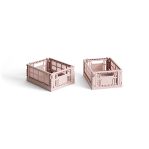 HAY Colour Crate Förvaringslåda Mini Set med 2 Blush