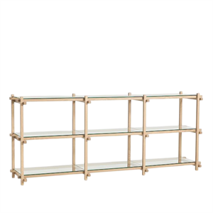 HAY Woody Shelving 2.0 Hylla Låg Mandel Vit/Glas