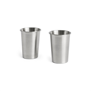 HAY Outdoor Market Cup Set med 2 Mellanstora Silver