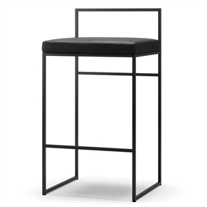 Department Barstol med Ryggstöd 80 cm Svart/ Svart Läder