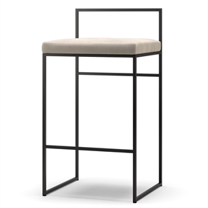 Department Barstol med Ryggstöd 80 cm Svart/ Beige Sammet