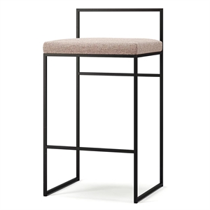 Department Barstol med ryggstöd 80 cm Svart/ ljusrosa