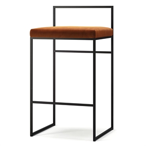 Department Barstol med Ryggstöd 80 cm Svart/ Koppar Velour