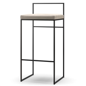 Department Barstol med ryggstöd 90 cm Svart/ Beige sammet