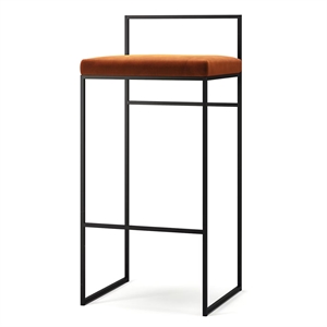 Department Barstol Med Ryggstöd 90 cm Svart/ Koppar Glöd Velour