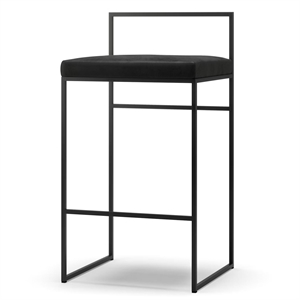 Department Barstol med Ryggstöd 80 cm Svart/ Svart Sammet
