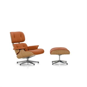 Vitra Eames Fåtölj Med Fotpall Kastanj/Calma Cognac/ Aluminium