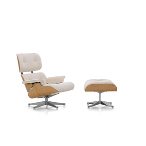 Vitra Eames Fåtölj Med Ottoman Kastanj/01 Elfenben/Pärlfärgad/ Aluminium