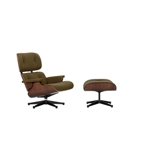 Vitra Eames Fåtölj Med Fotpall Mörk Valnöt/58 Khaki/Djup Svart