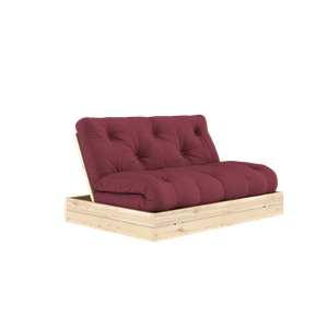 Karup Design Bäddsoffa med Madrass, 140x200, Bordeaux/klarlack