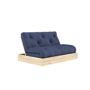 Karup Design Bäddsoffa med Madrass, 140x200, Marinblå/klarlackerad