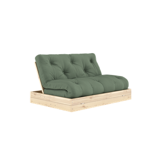 Karup Design bäddsoffa med madrass, 140x200, olivgrön/klarlackerad