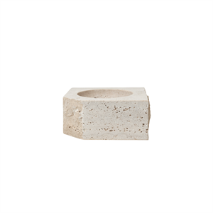 Louise Roe Gallery Object stenljusstake låg Beige travertin