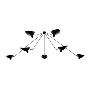 Serge Mouille Spider 7 Taklampa med Fasta Armar Svart