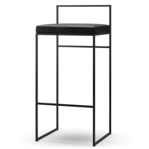 Department Barstol med Ryggstöd 90 cm Svart/ Svart Läder