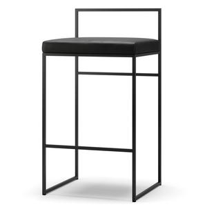 Department Barstol med Ryggstöd 80 cm Svart/ Svart Läder