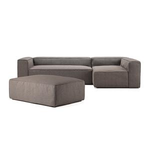 Decotique Grand 4-sits soffa divan öppen ände med fotpall höger månvit
