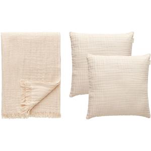 Decotique Crinkle Kudde & Pläd Set Beige