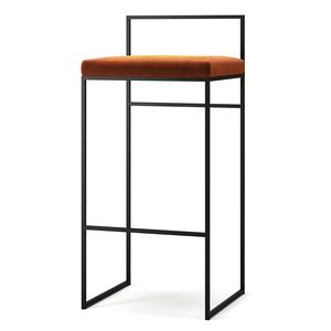 Department Barstol Med Ryggstöd 90 cm Svart/ Koppar Glöd Velour