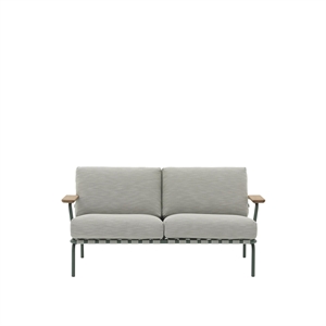 Muuto Settle Outdoor 2-Sits Soffa Ribbed Weave 2/ Mörkgrön