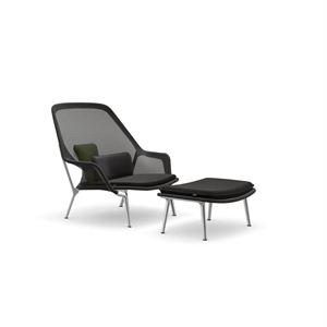 Vitra Slow Chair & Ottoman Tricot/Svart/Polerad