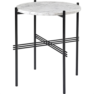 GUBI TS GUBI Runda Ø40 cm M. Svart Bas och Neutral Vit Travertintopp