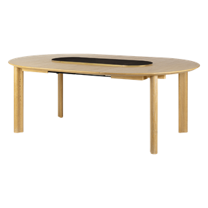 Umage Comfort Circle Smooth Matbord Med Förlängning Ek/ Svart/ Mässing