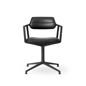 Vipp 453 Snurrstol med Golvglidfästen Svart/ Svart Läder