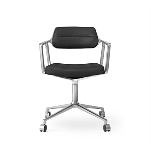 Vipp 453 Snurrstol med Hjul Aluminium/ Svart Läder